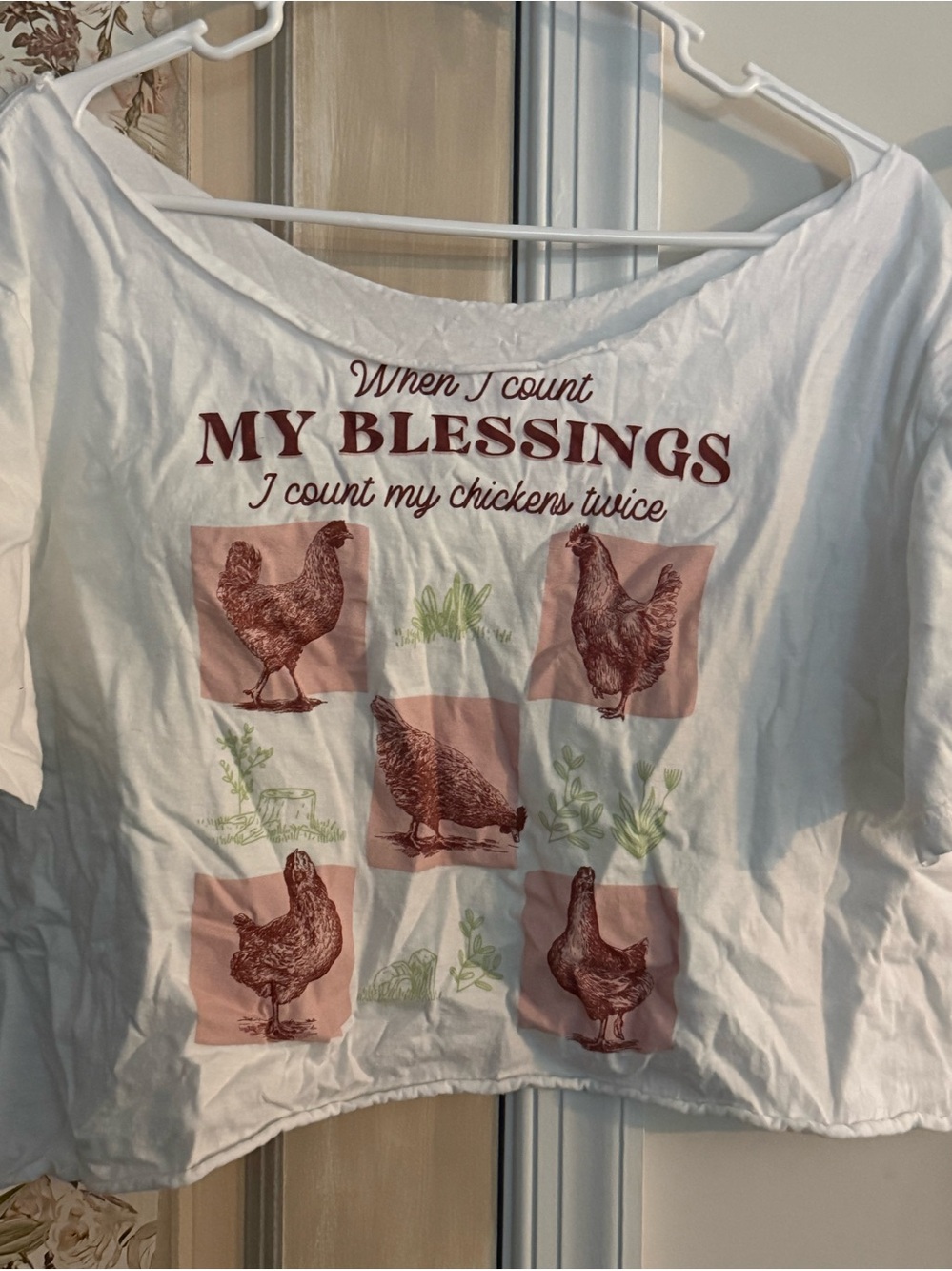 My Blessings Chicken Graphic Women’s White Tee